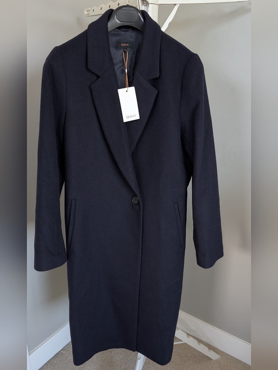 Quince Jackets & Blazers - Quince Italian Wool Navy Single-Button Long Coat